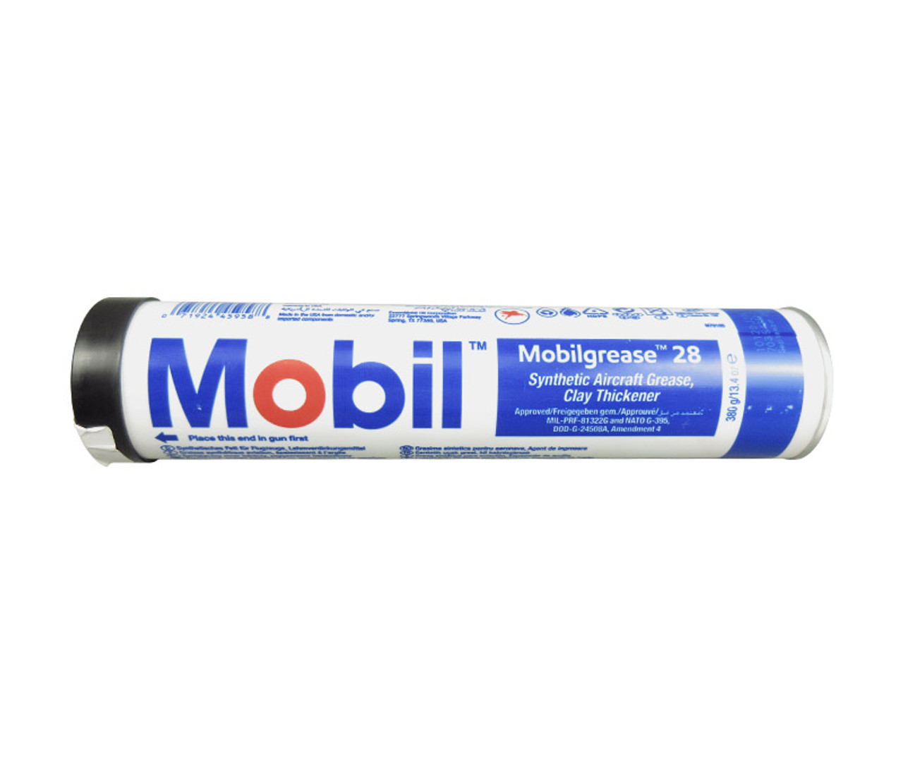 Mobilgrease™ 28 Red MIL-PRF-81322G Spec Synthetic Aircraft Grease - 13.4 oz (380 g) Cartridge