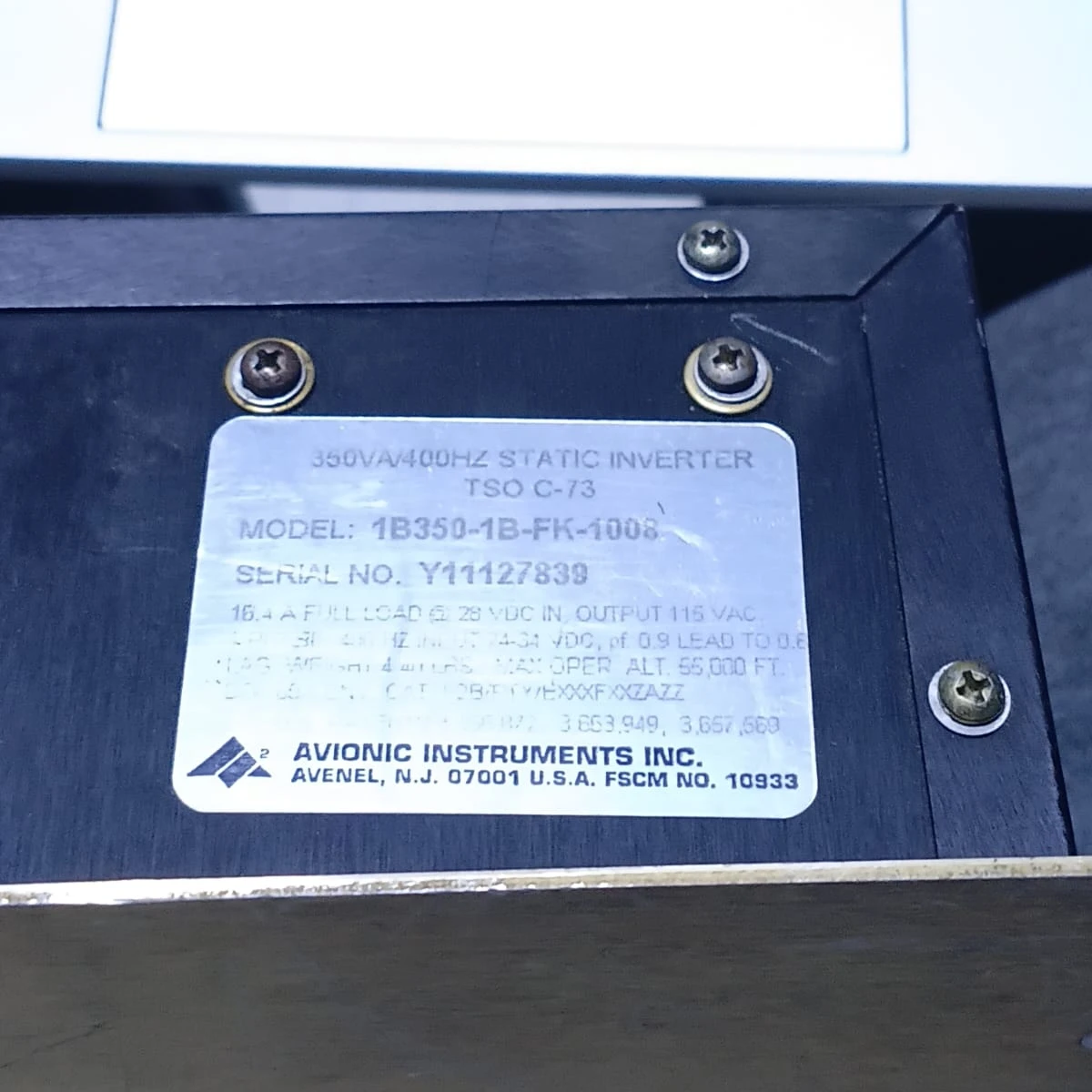 350VA / 400Hz Static Power Inverter 1B350-1B-FK-1008