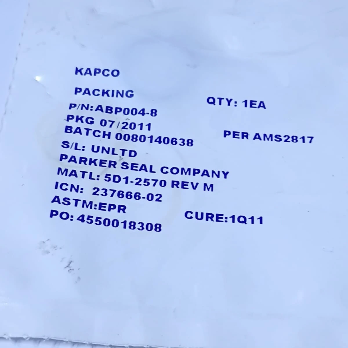 Ethylene Propylene O-Ring Aerospace Grade Seal ABP004-8
