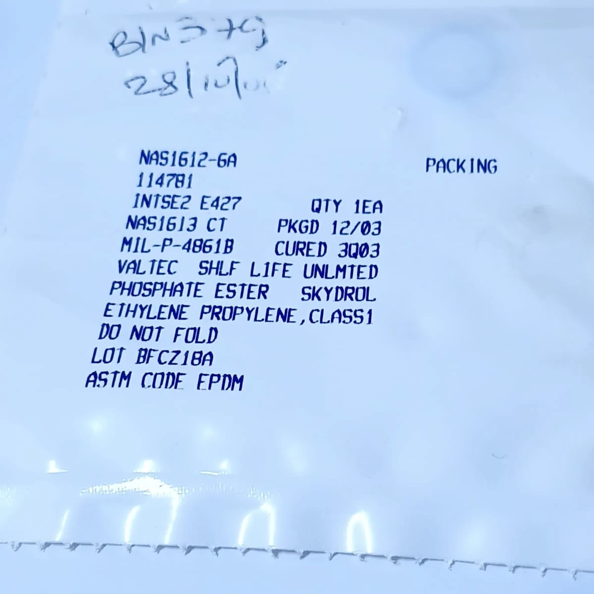 Ethylene Propylene O-Ring Aerospace Grade Seal NAS1612-6A