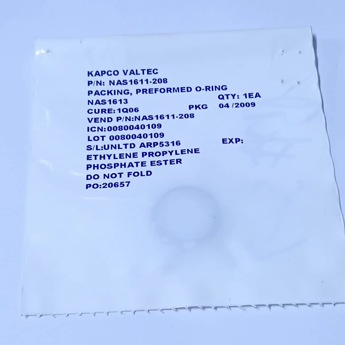 Ethylene Propylene O-Ring Aerospace Grade Seal NAS1611-208