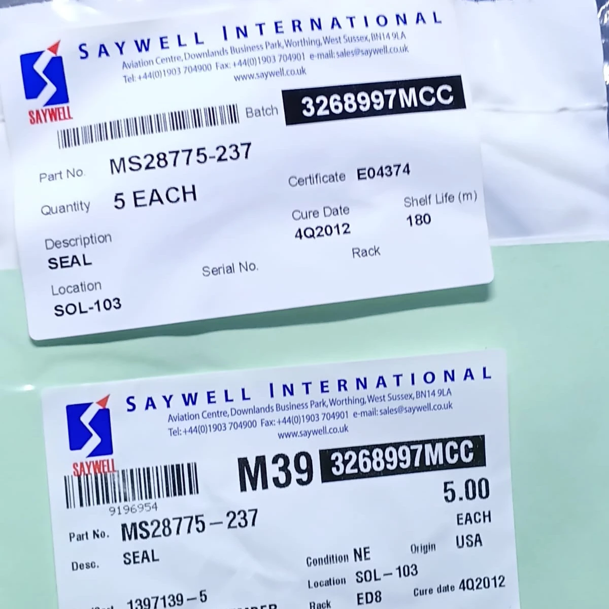 Nitrile Buna-N O-Ring Aerospace Grade Seal MS28775-237 