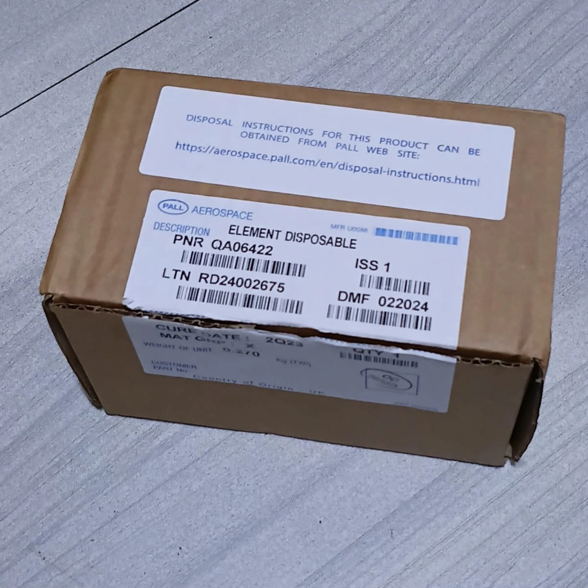 Pall Aerospace 1 EA Disposable Lube Filter Element QA06422 