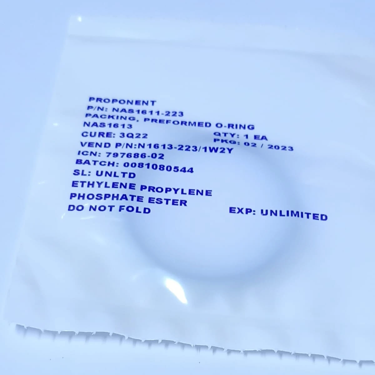 Ethylene Propylene O-Ring Aerospace Grade Seal (NAS1611-223)