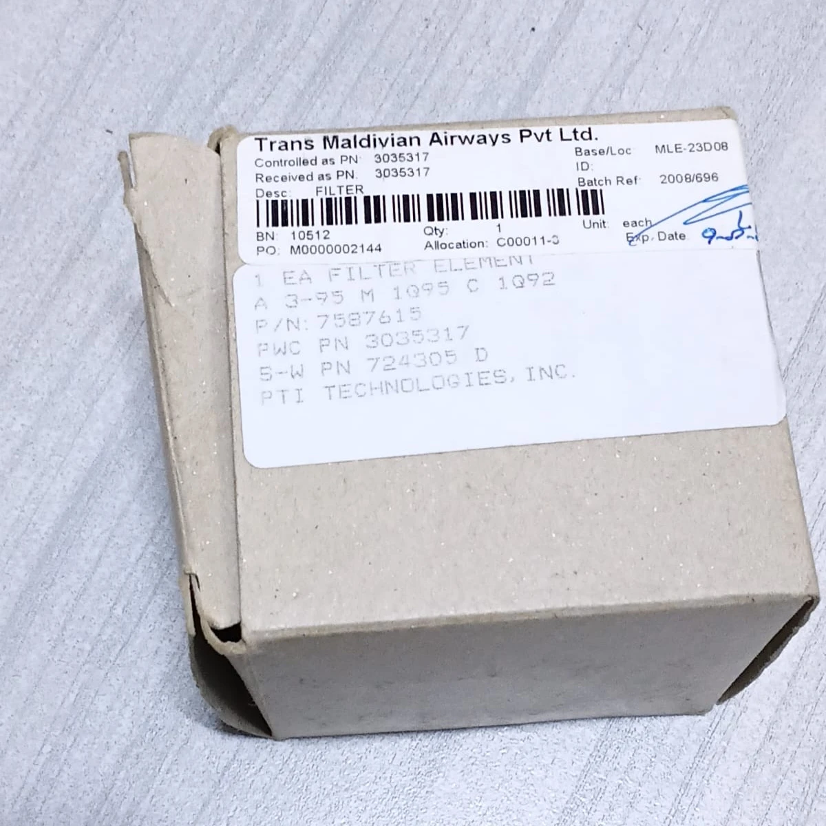 PTI Technologies 1 EA Fuel Filter Element 3035317 