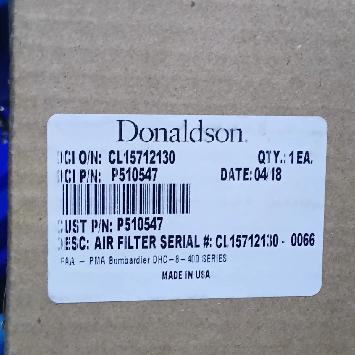Bombardier DHC-8-400 FAA-PMA Air Filter Element P510547