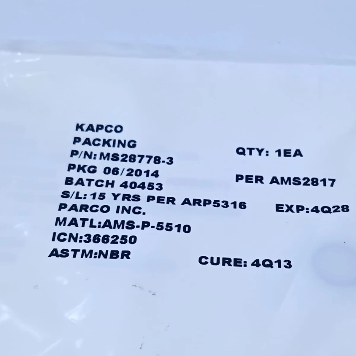  Nitrile Buna-N O-Ring Aerospace Grade Seal (MS28778-3)