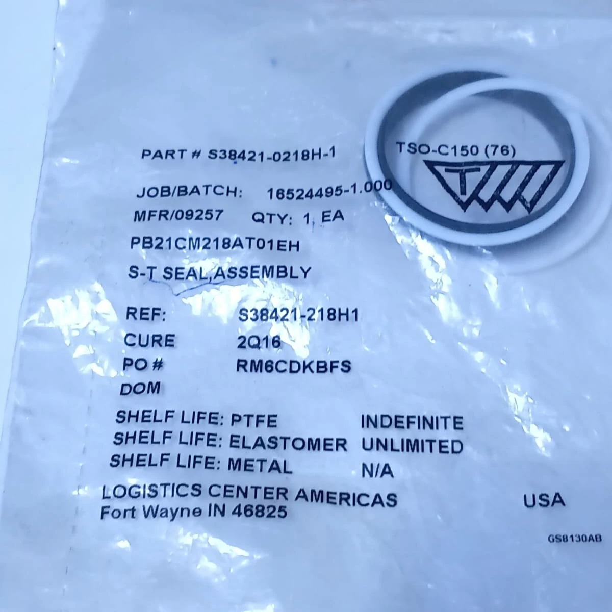 PTFE Slideway T-Seal Assembly S38421-0218H-1