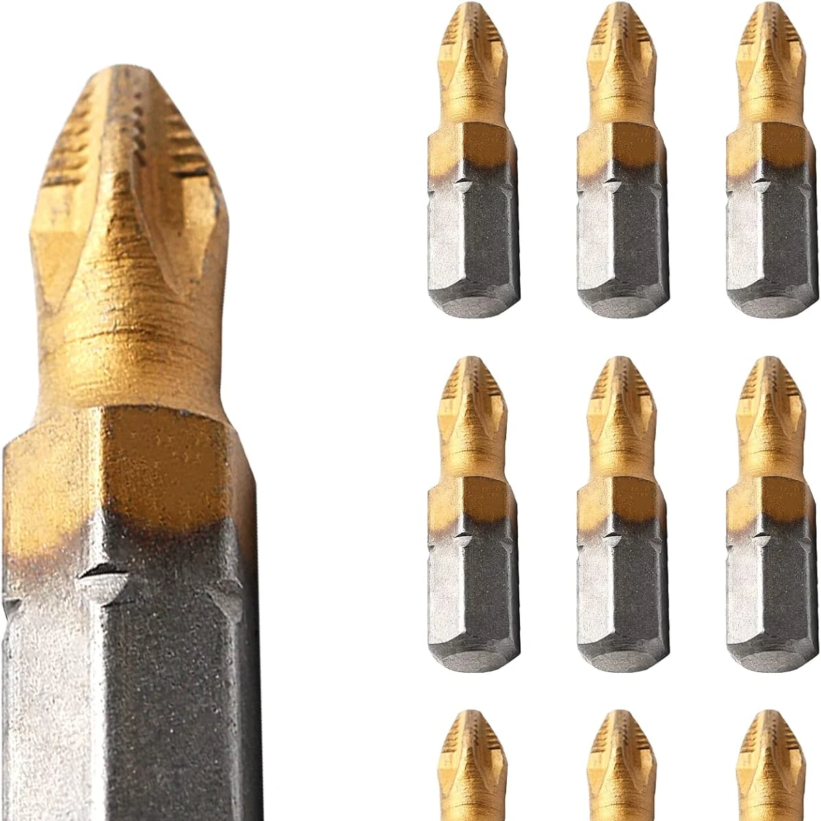 Phillips titanium-nitride coated insert screwdriver bit