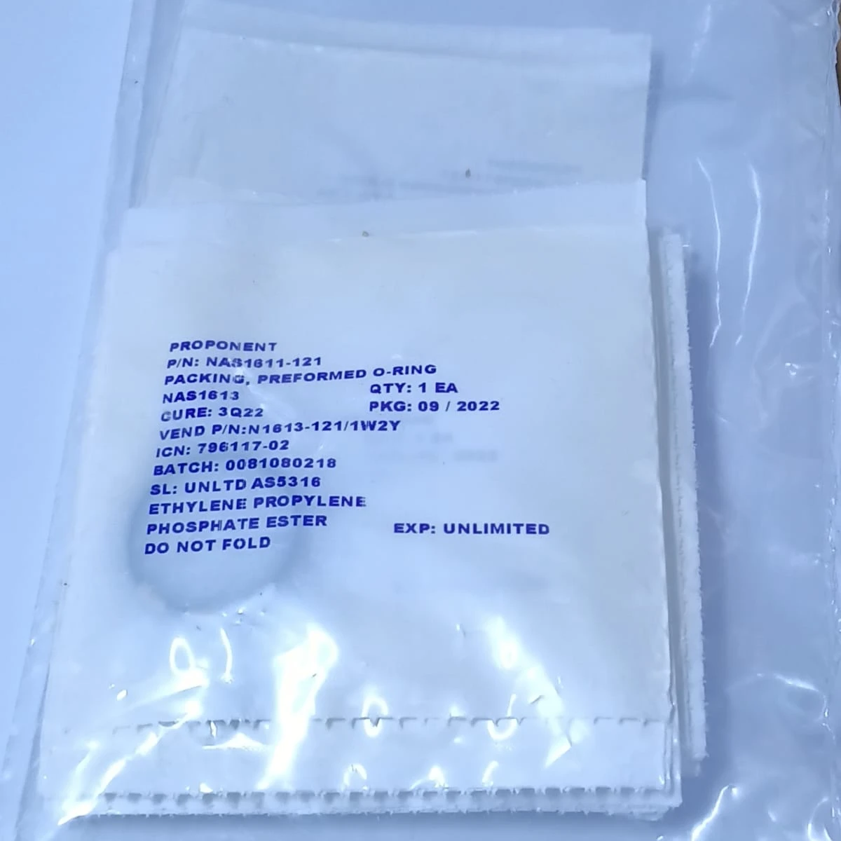 Ethylene Propylene O-Ring Aerospace Grade Seal (NAS1611-121)