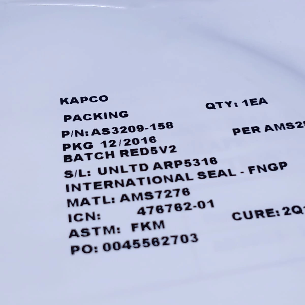 Fluorocarbon O-Ring Aerospace Grade Seal AS3209-158 