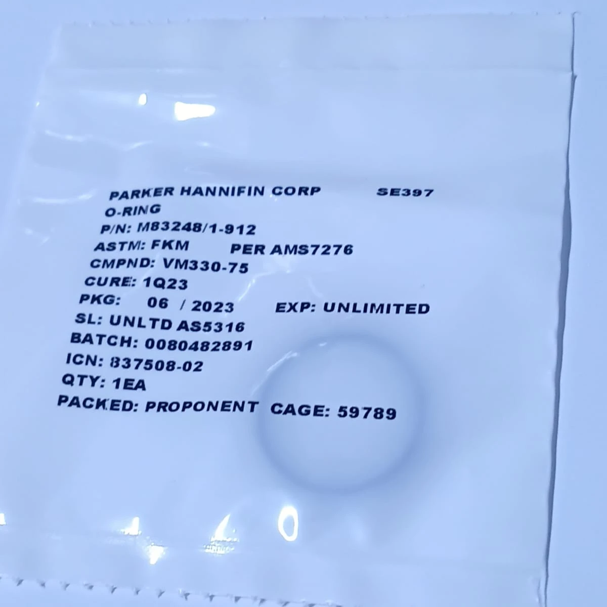 Fluorocarbon O-Ring Aerospace Grade Seal M83248/1-912 
