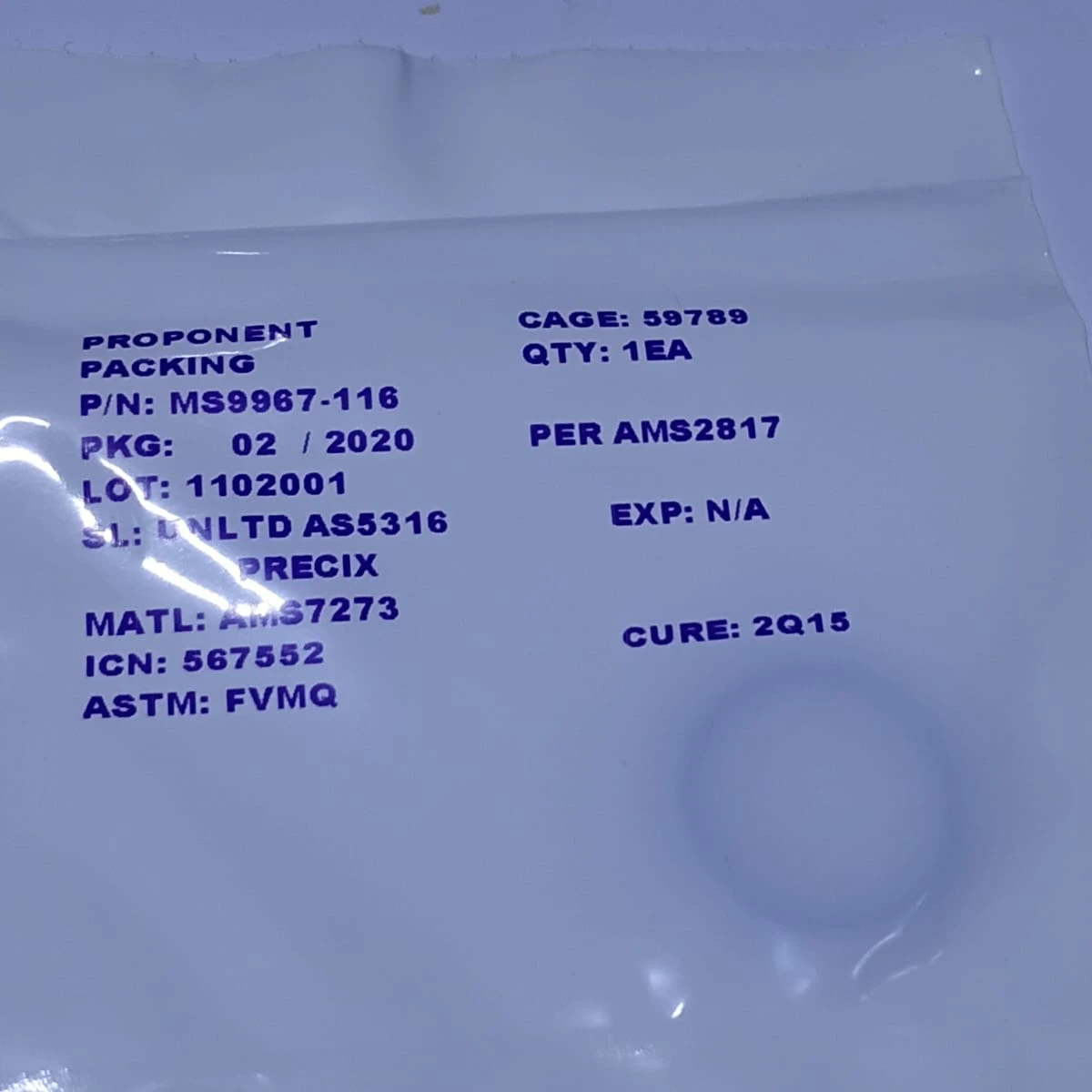 Fluorosilicone O-Ring Straight Thread Seal MS9967-116