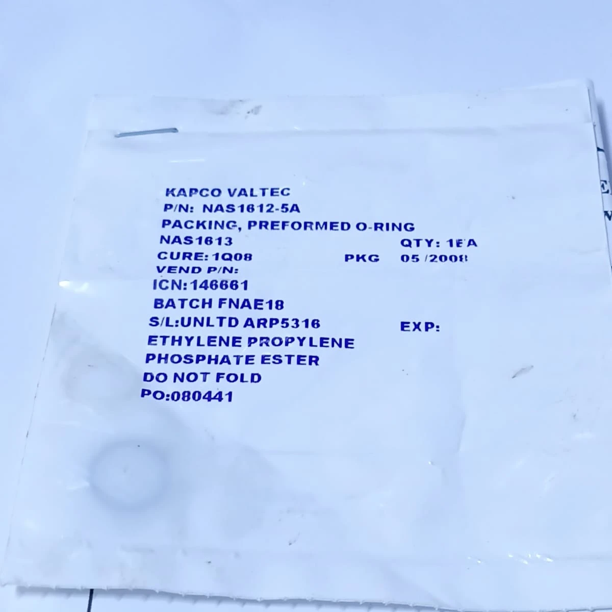 Ethylene Propylene O-Ring Aerospace Grade Seal NAS1612-5A