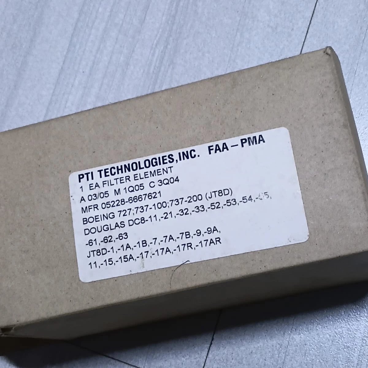 PTI Technologies JT8D Engine & DC-8 Series Filter Element 05228-6667621