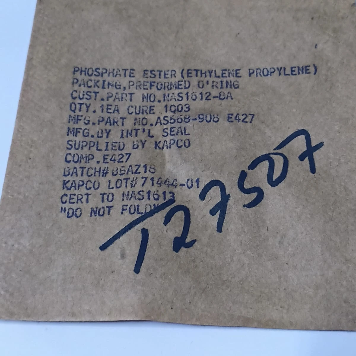 Ethylene Propylene O-Ring Aerospace Grade Seal (NAS1612-8A)