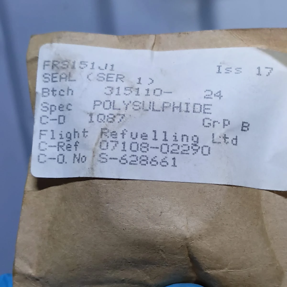 Flight Refuelling Polysulphide Rubber Seal FRS151J1 