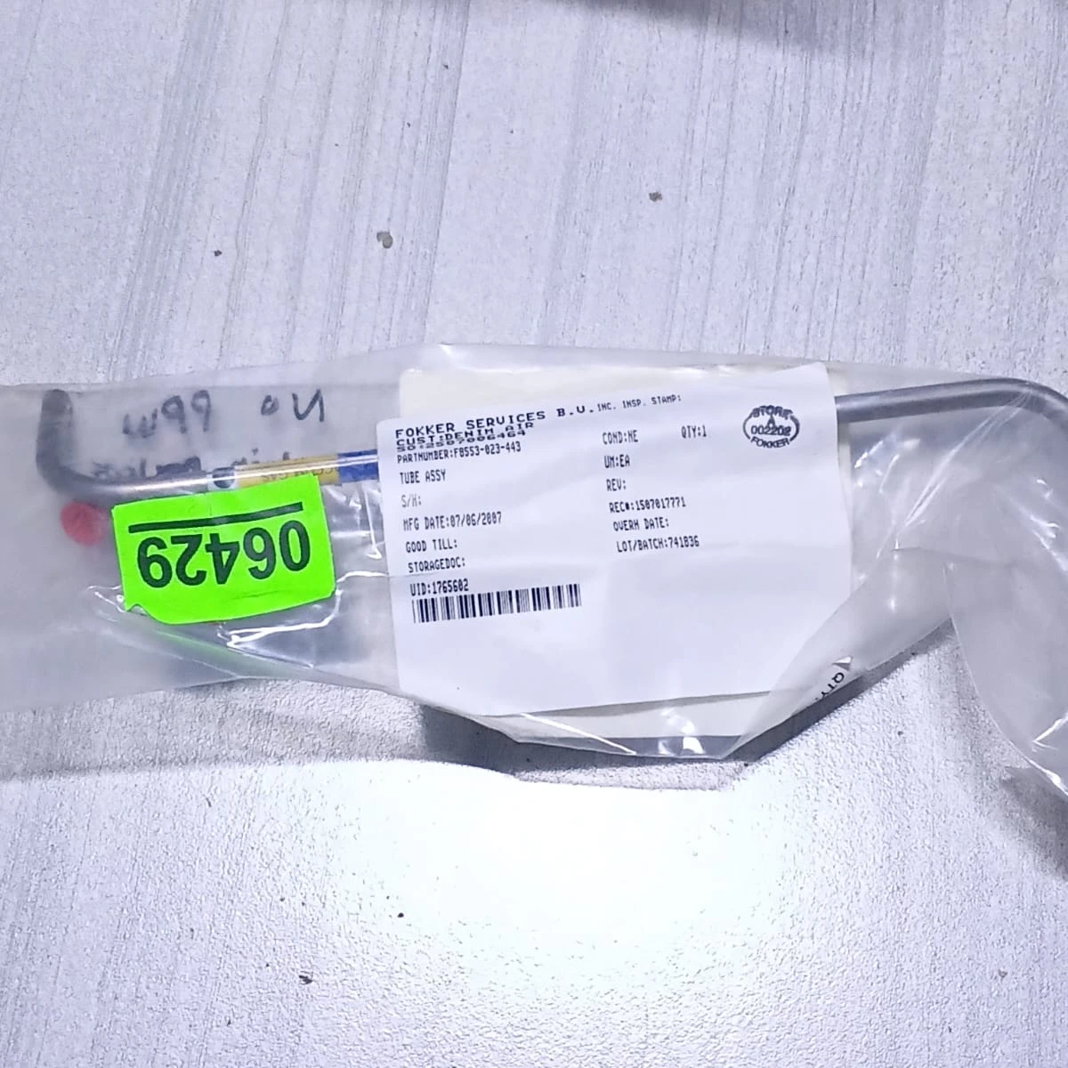  Rigid Tube Assembly, Pre-Formed Hydraulic Line F8553-023-443