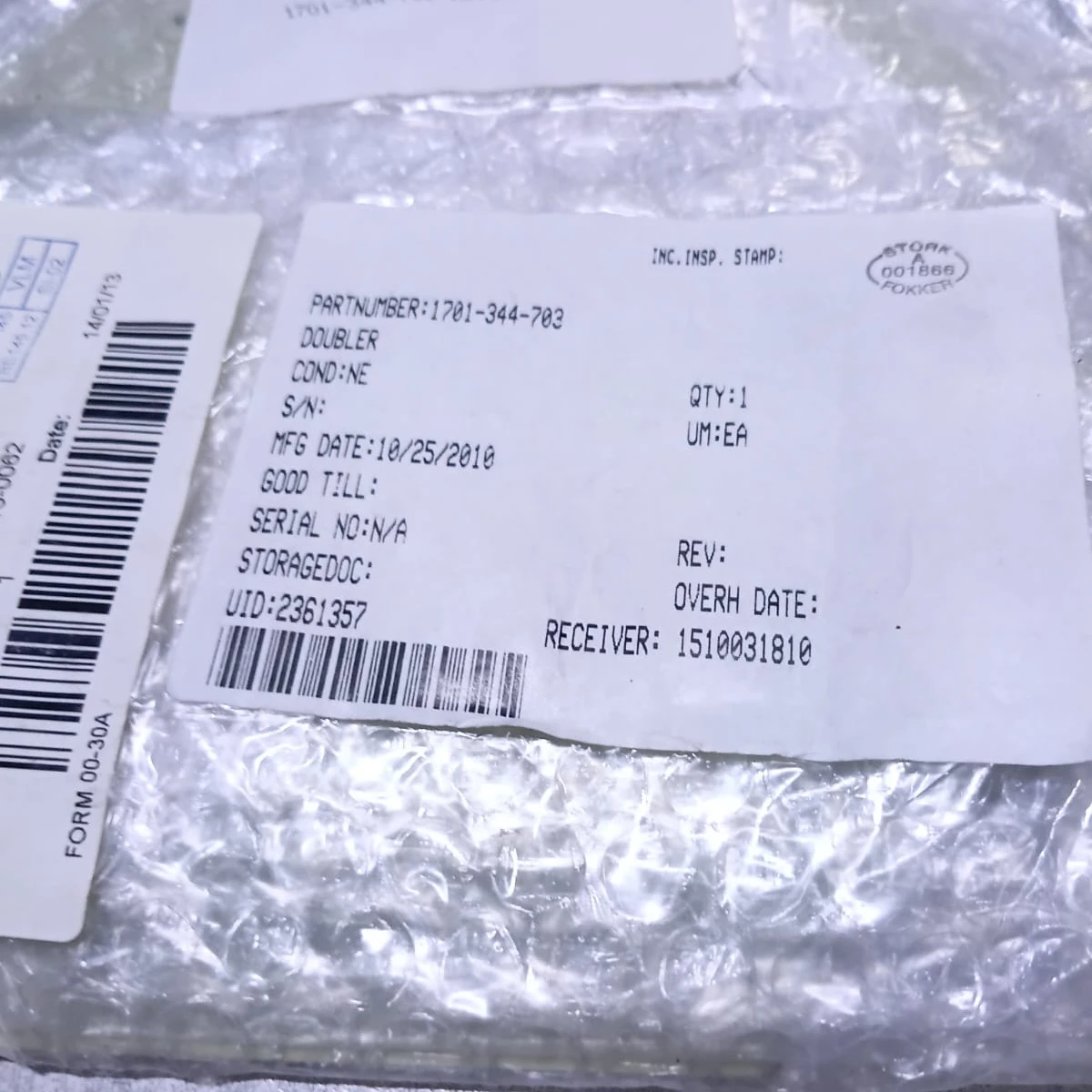 Airframe Structural Reinforcement Doubler Plate 1701-344-703