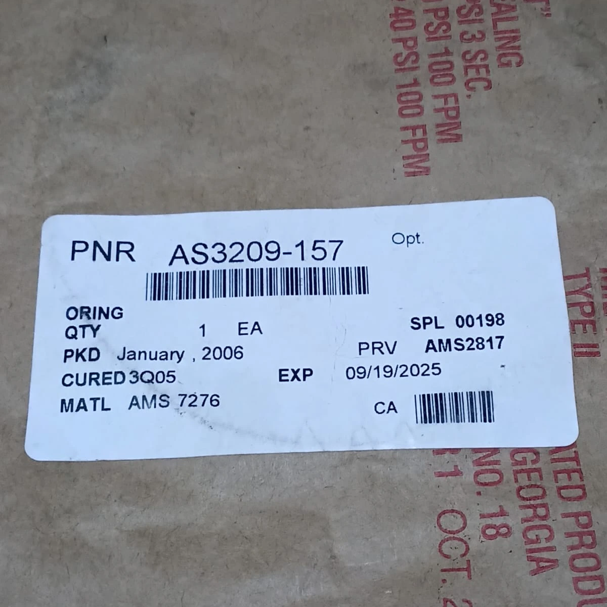 Fluorosilicone O-Ring Aerospace Grade Seal AS3209-157 