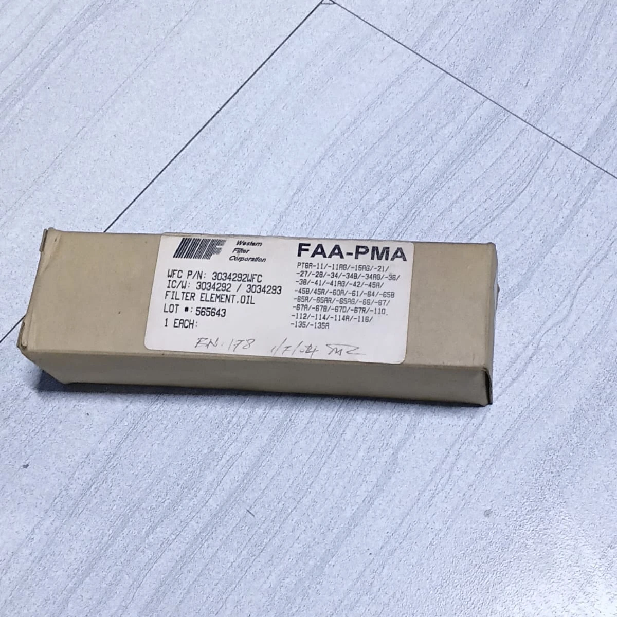 Western Filter Corp 1 EA Oil Filter Element 3034292 