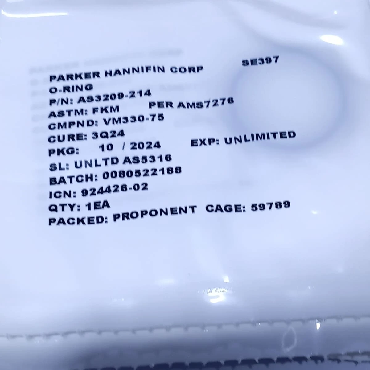 Fluorocarbon O-Ring Aerospace Grade Seal (AS3209-214)