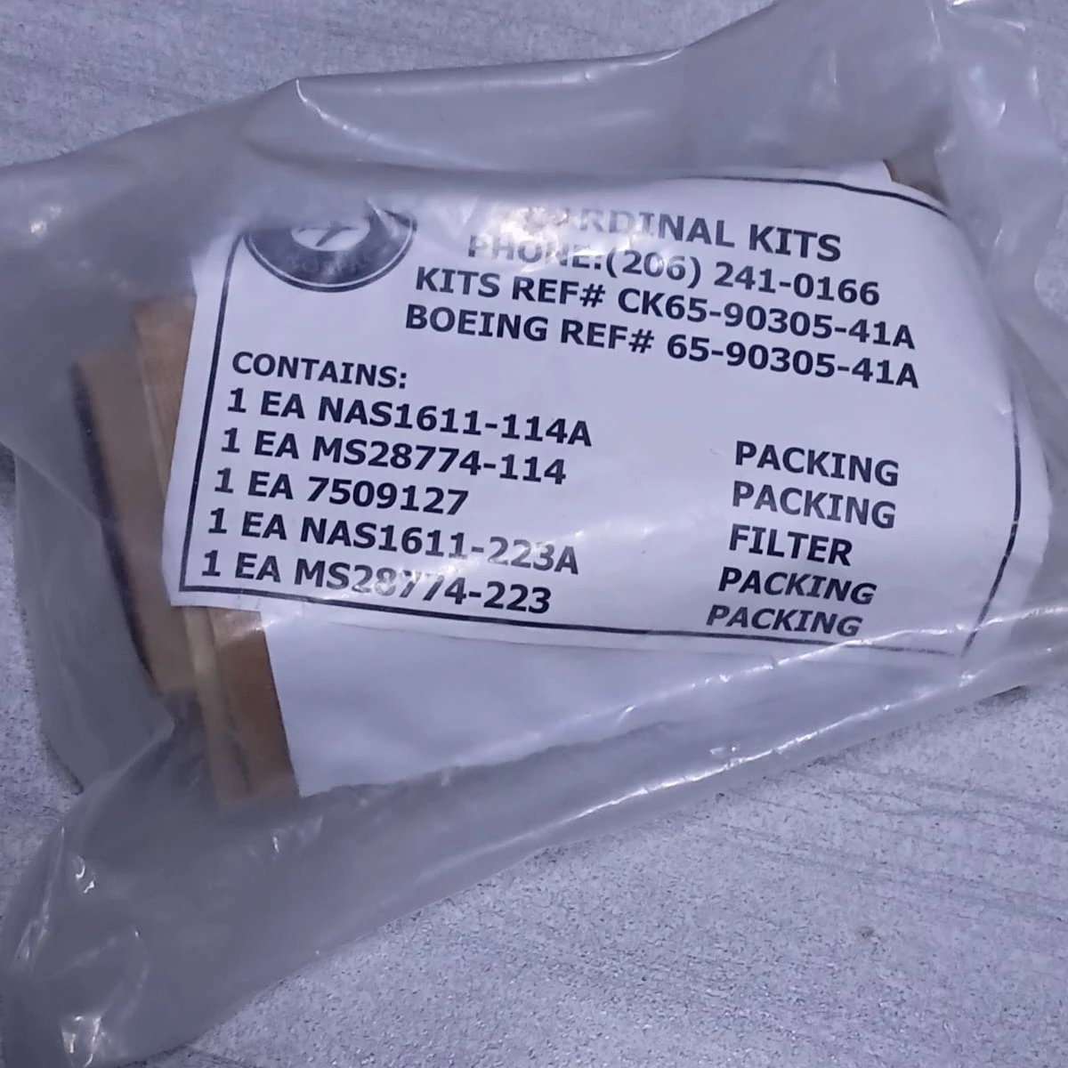 Boeing Hydraulic Filter Element and Seal Kit  CK65-90305-41A 