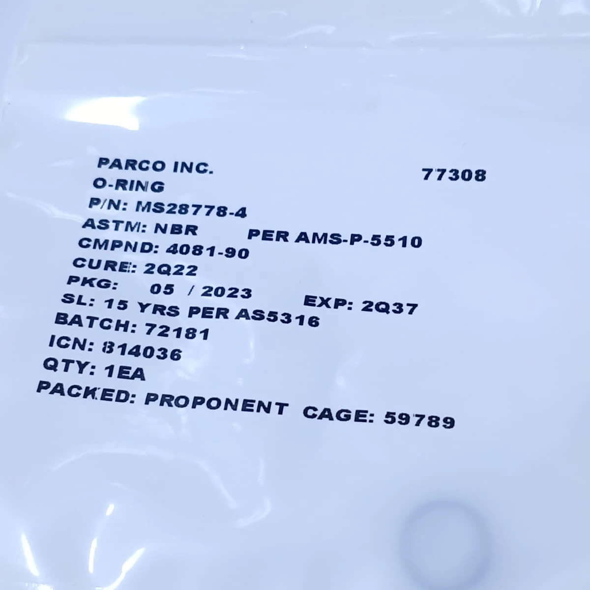 Nitrile Buna-N O-Ring Aerospace Grade Seal (MS28778-4)