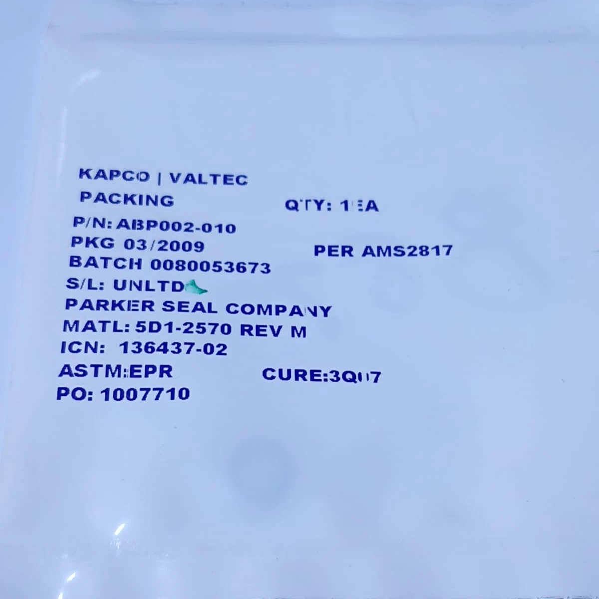 Ethylene Propylene O-Ring Aerospace Grade Seal ABP002-010