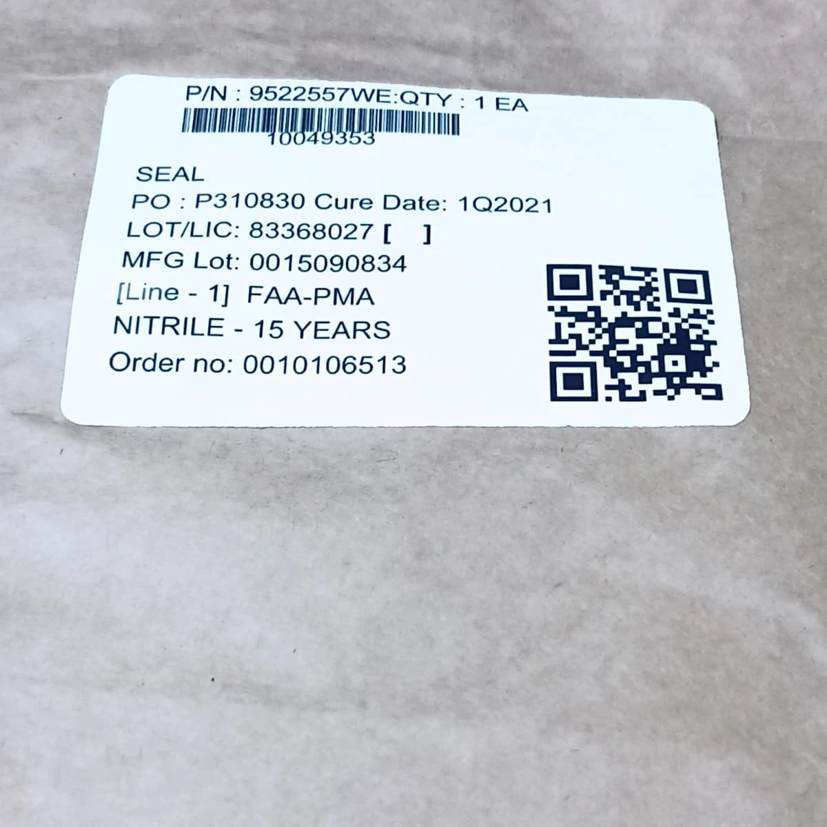 Nitrile O-Ring Aerospace Grade Seal 9522557WE