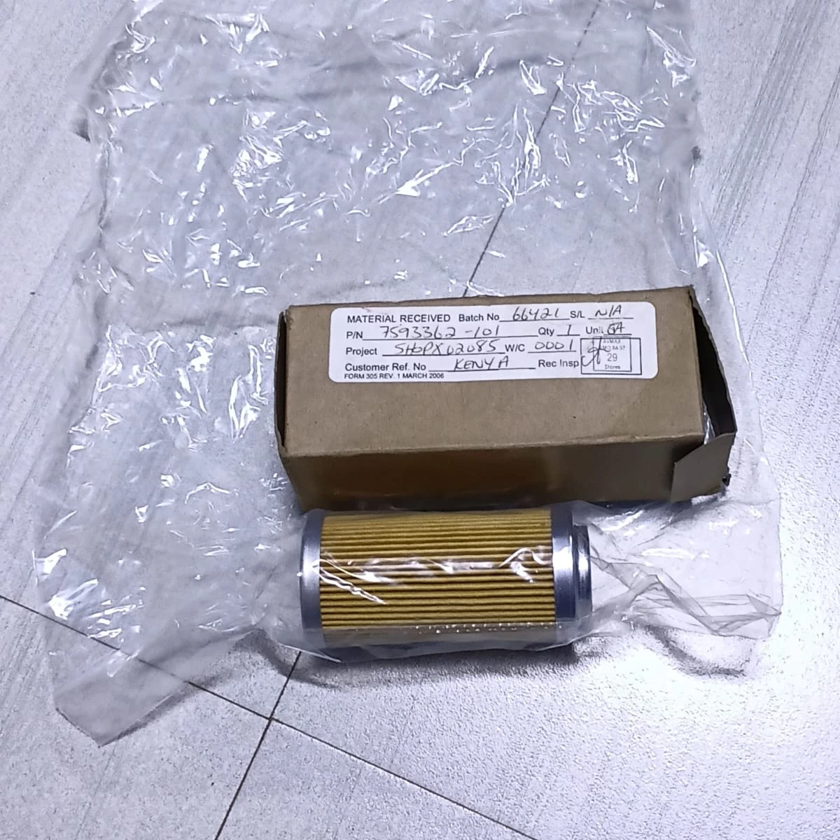 Aircraft High-Efficiency Fluid Filter Element 7593362-101