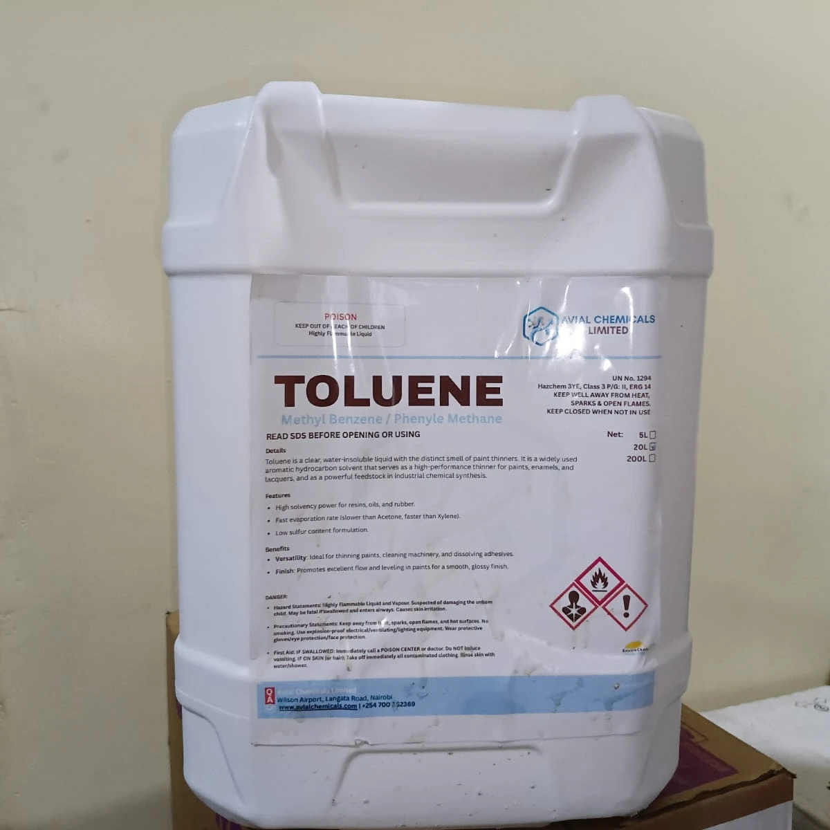 Toluene (Methyl Benzene/ Phenyle Methane) 20L